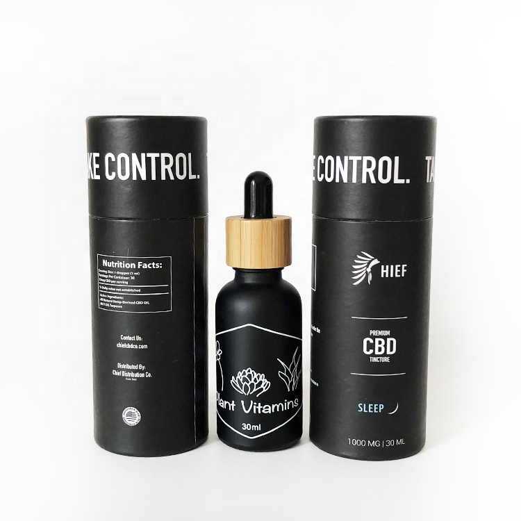 30ml matte black glass dropper bottle with printing for e liquid paper tube