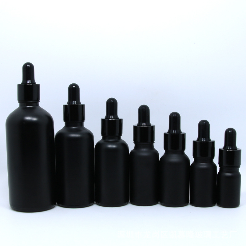 30ml matte black glass dropper bottles 1oz black frosted Glass Dropper Bottles with gold glass eye dropper