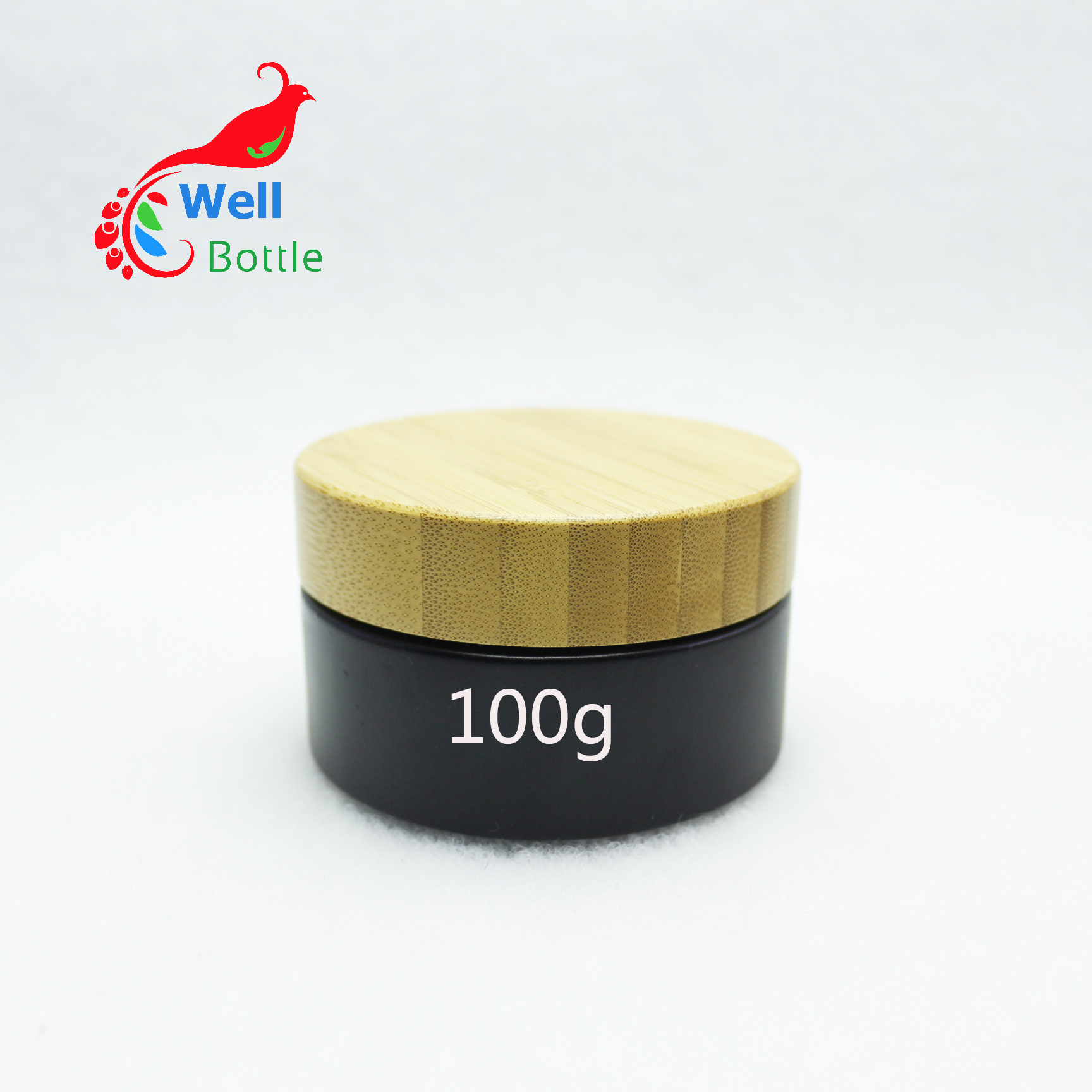 30ml matte clear glass jar bamboo lid amber blue green blue white 1oz jars cosmetic containers for cream J054E