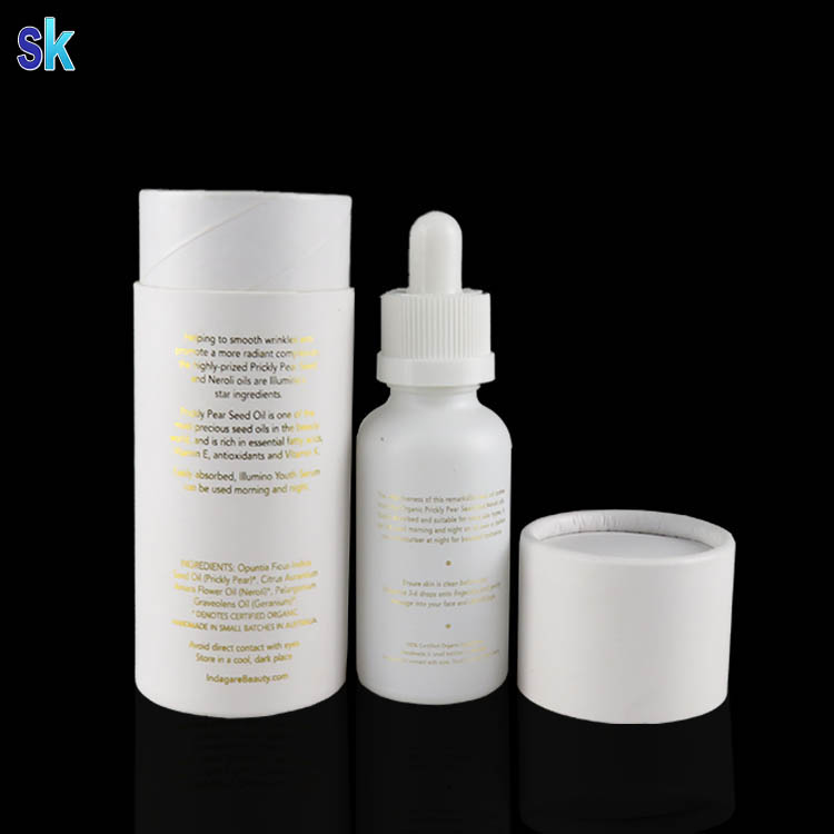 30ml matte glass dropper bottle white with bamboo cap