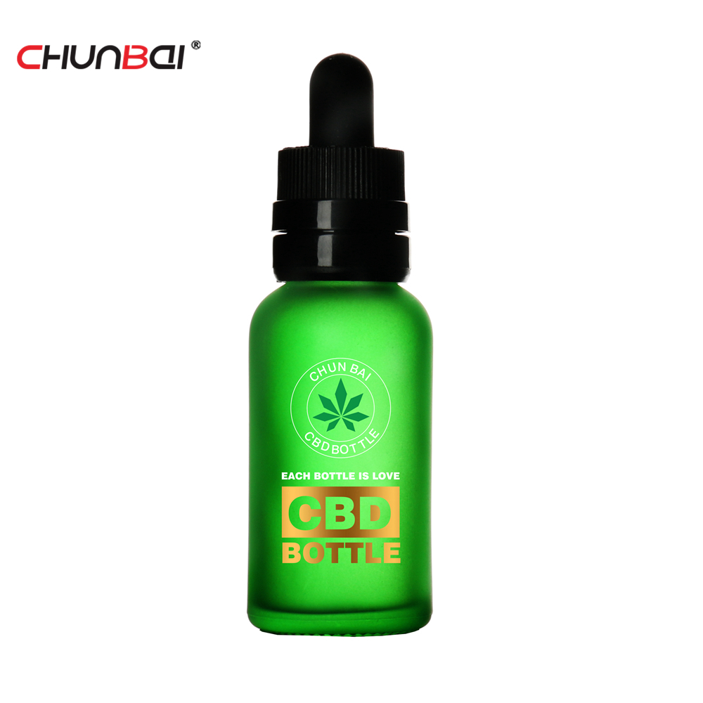 30ml matte glass dropper bottle with green dropper cap for cbd oil