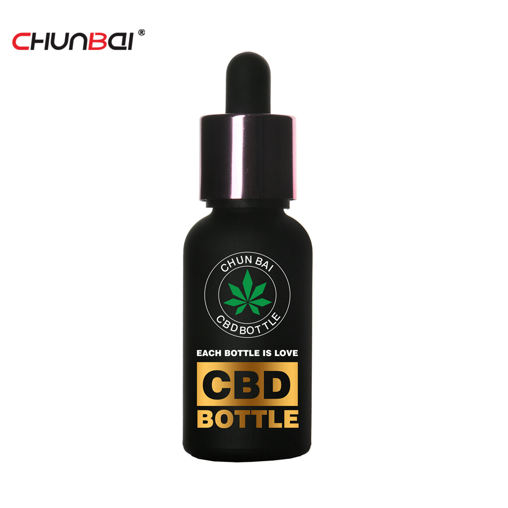 30ml matte glass dropper bottle with green dropper cap for cbd oil