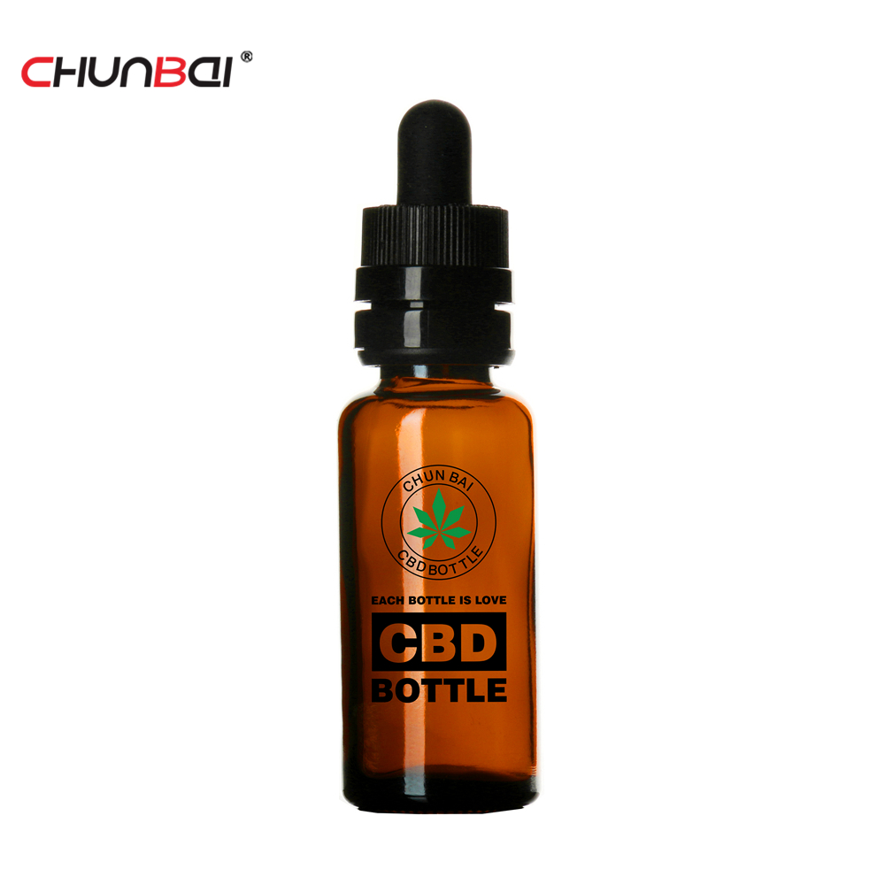 30ml matte glass dropper bottle with green dropper cap for cbd oil