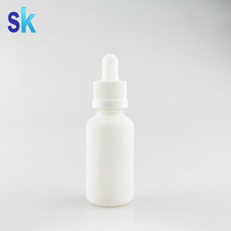 30ml matte white frosted glass bottle with dropper in stock