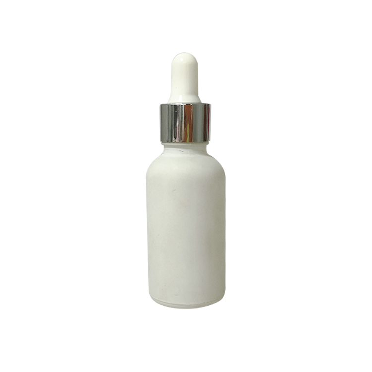 30ml matte white frosted glass bottle with dropper in stock