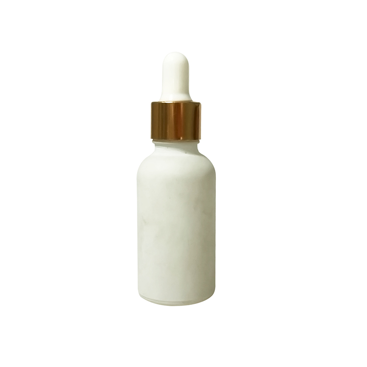 30ml matte white frosted glass bottle with dropper in stock