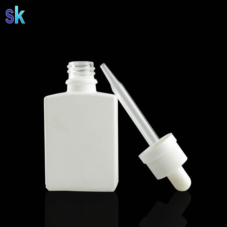 30ml matte white rectangular e liquid glass dropper bottle