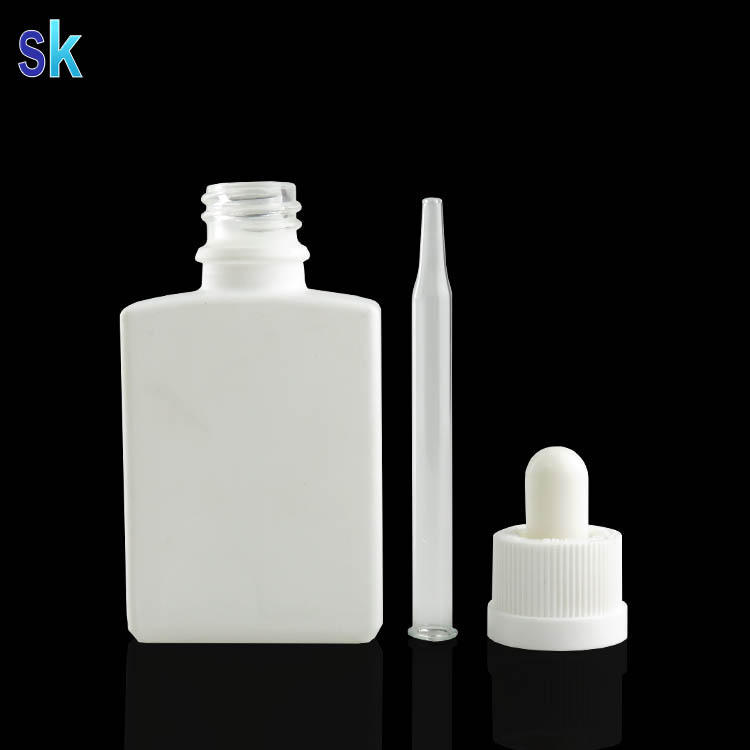30ml matte white rectangular e liquid glass dropper bottle