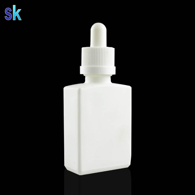30ml matte white rectangular e liquid glass dropper bottle