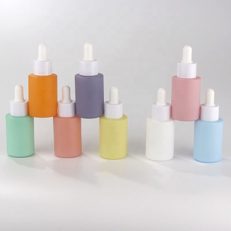 30ml pastel color sprayer glass bottle in white for wholesale serum container packing