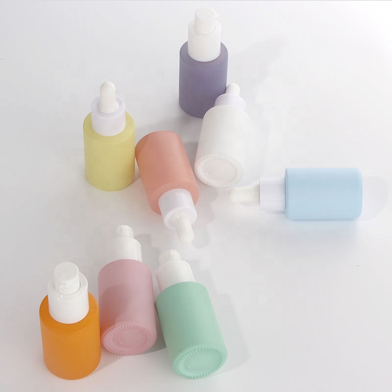 30ml pastel color sprayer glass bottle in white for wholesale serum container packing