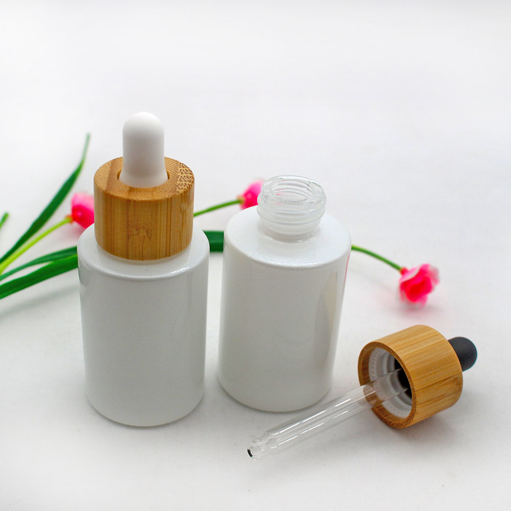 30ml pearlescent white glass dropper bottle cosmetic essential oil emulsion pipette packaging container