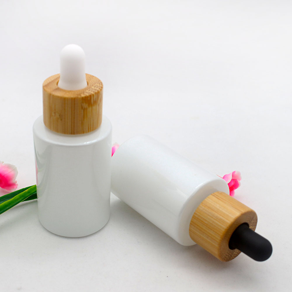 30ml pearlescent white glass dropper bottle cosmetic essential oil emulsion pipette packaging container