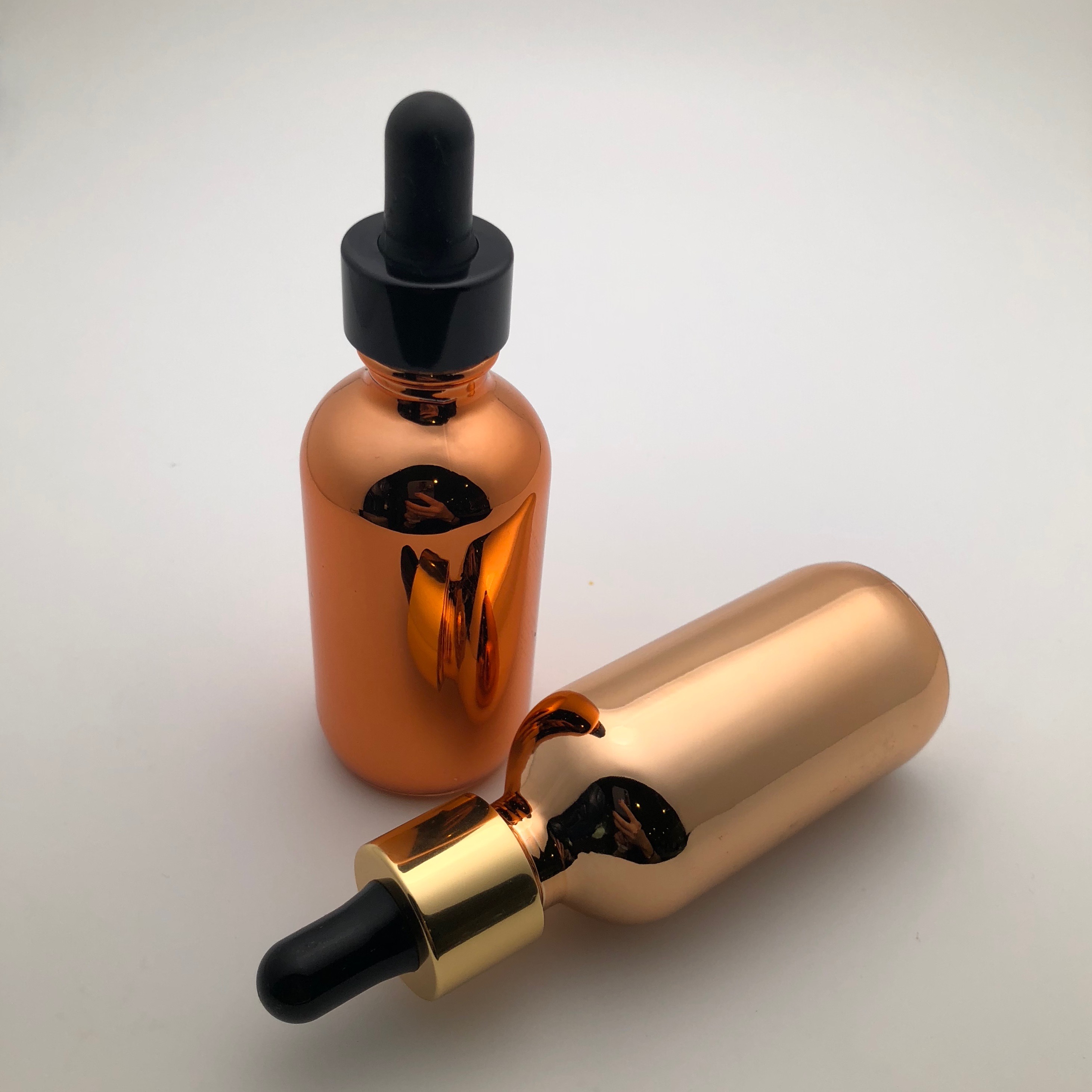 30ml printing cosmetic glass bottle dropper gold shoulder