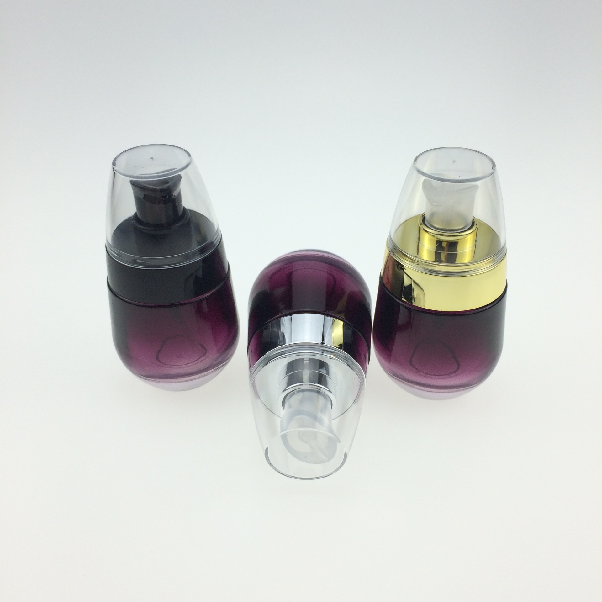 30ml purple gradual change glass bottle skin care products press empty bottle