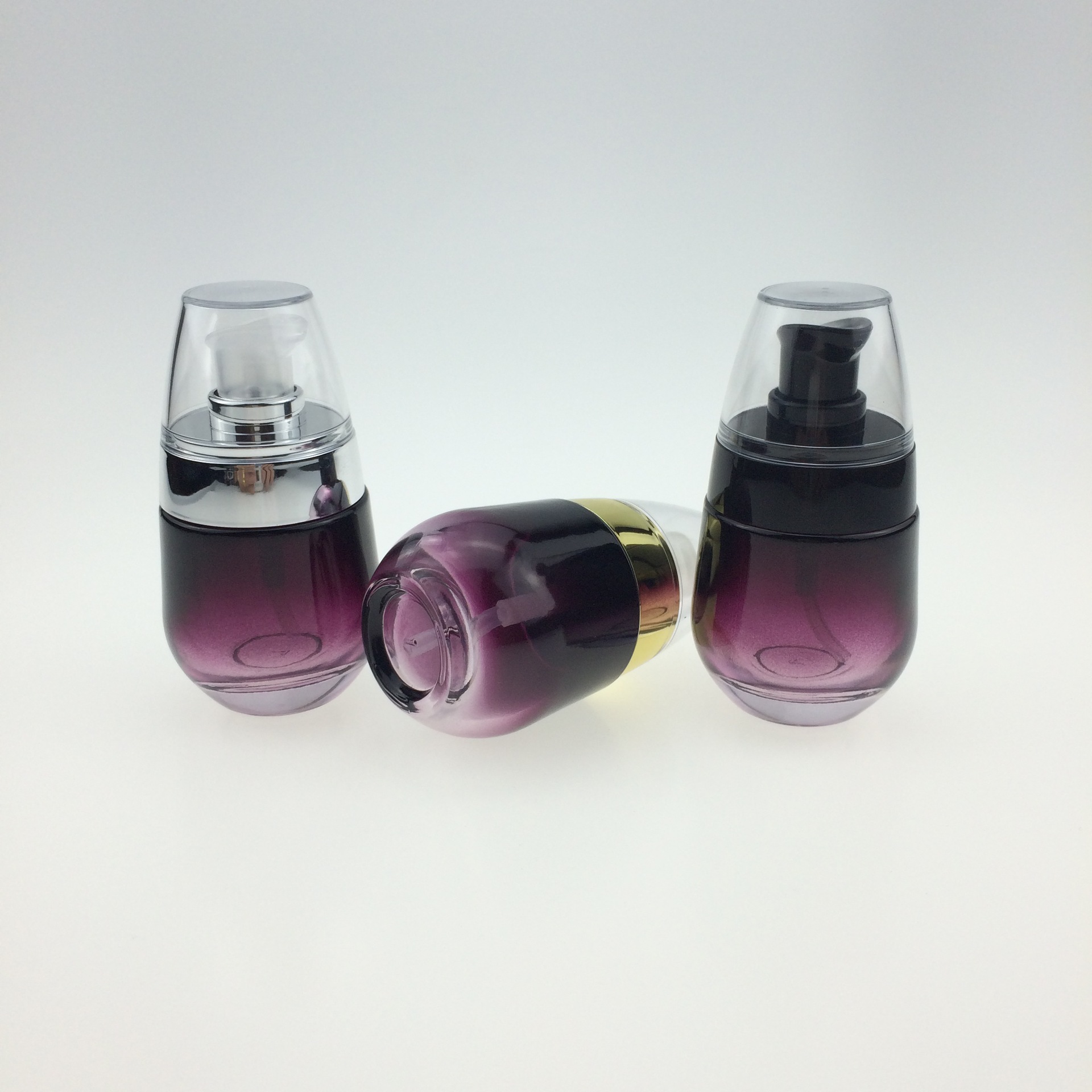 30ml purple gradual change glass bottle skin care products press empty bottle
