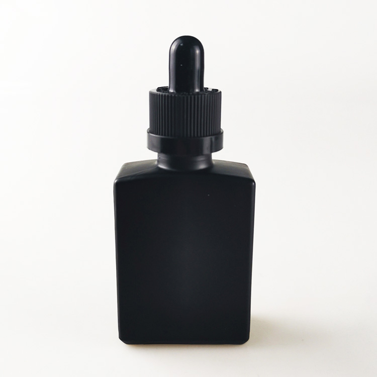 30ml rectangle black 1oz glass dropper bottle with childproof cap