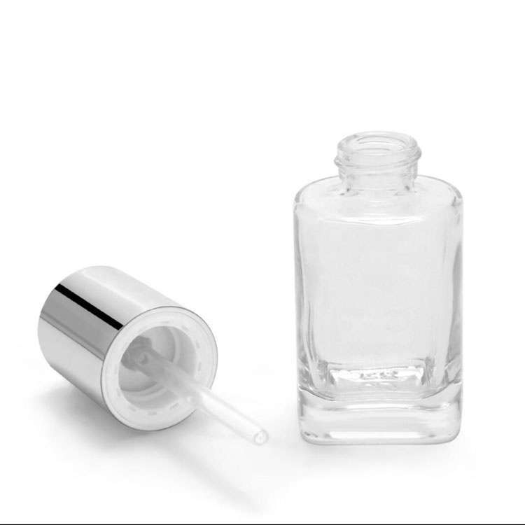 30ml rectangle bottom silver glass cosmetic serum push button dropper bottles