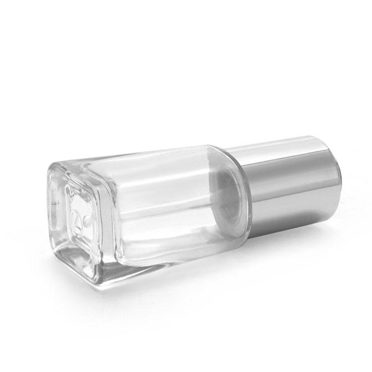 30ml rectangle bottom silver glass cosmetic serum push button dropper bottles