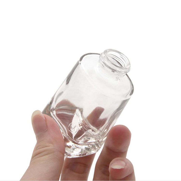 30ml rectangle bottom silver glass cosmetic serum push button dropper bottles