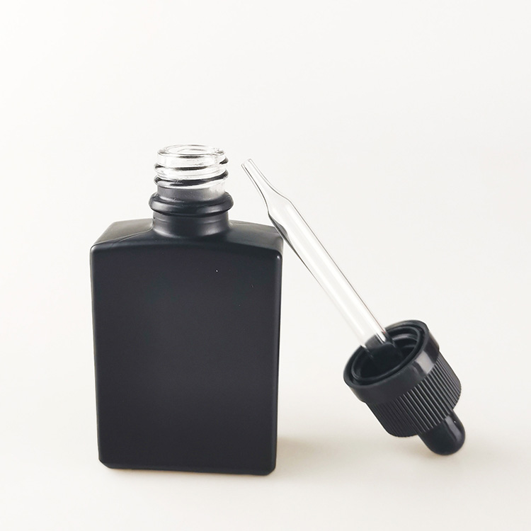 30ml rectangle frosted glass dropper bottle black white amber green blue eliquid bottle with childproof cap