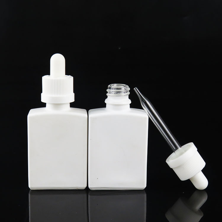 30ml rectangle frosted glass dropper bottle black white amber green blue eliquid bottle with childproof cap