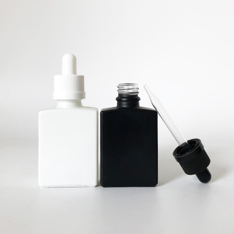 30ml rectangle glass dropper bottle black white matt glass dropper bottles wholesale for essential oil
