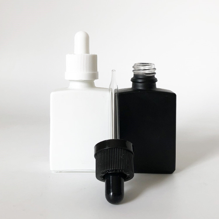 30ml rectangle glass dropper bottle black white matt glass dropper bottles wholesale for essential oil