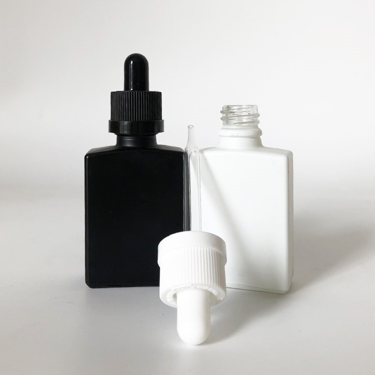 30ml rectangle glass dropper bottle black white matt glass dropper bottles wholesale for essential oil