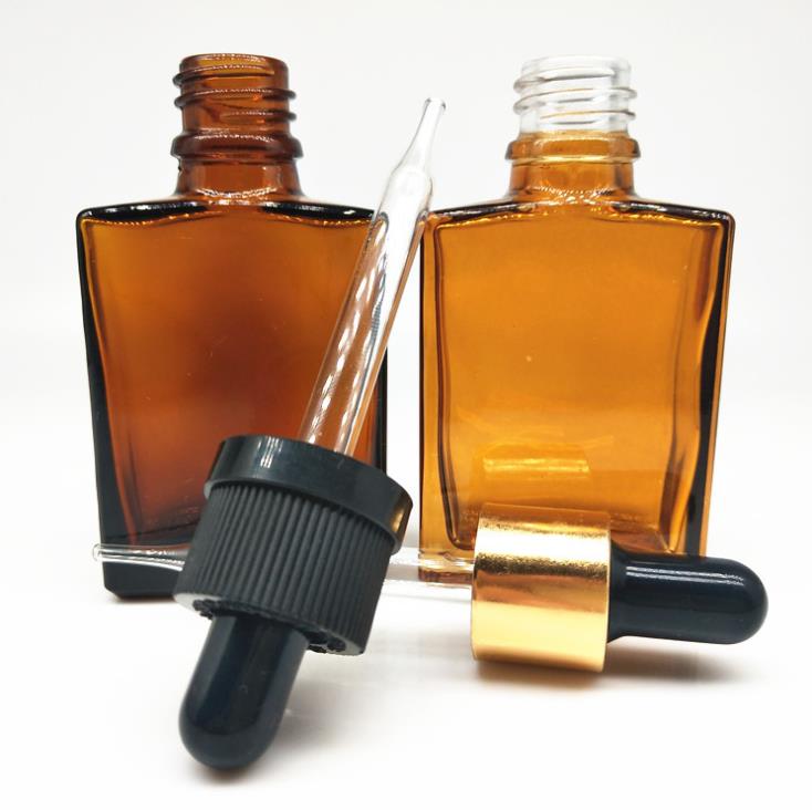 30ml rectangle glass dropper bottle frost black glass dropper bottles wholesale bamboo lid bottle