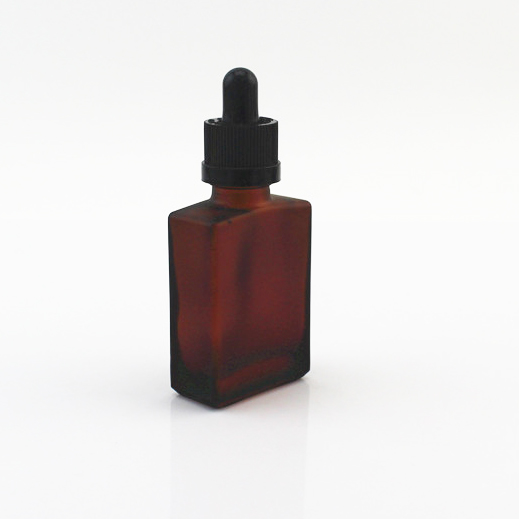 30ml rectangle square amber frosted brown glass dropper bottle