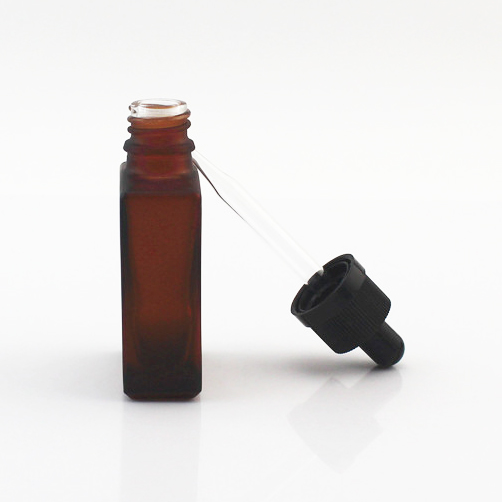 30ml rectangle square amber frosted brown glass dropper bottle