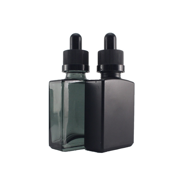 30ml rectangular black glass bottle empty beard e liquid oil glass bottle square matte black glass bottle