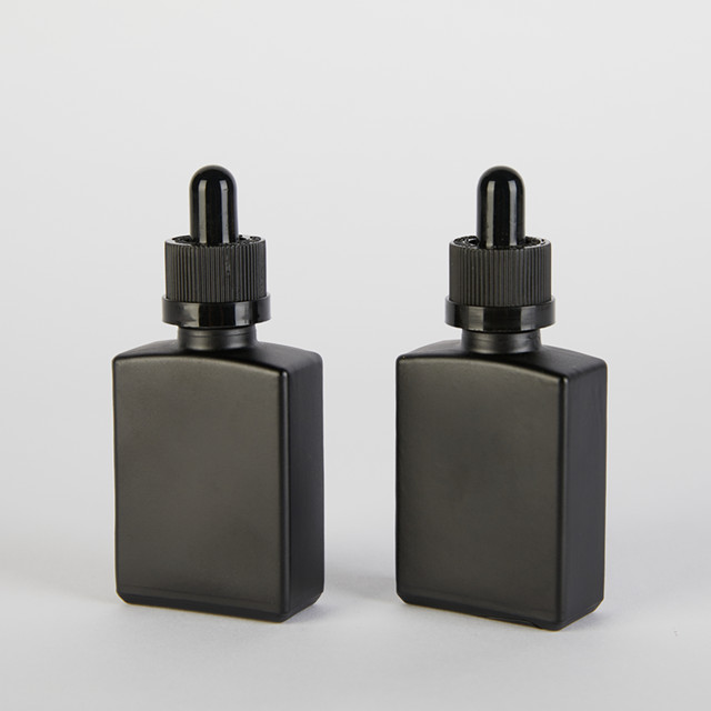 30ml rectangular black glass bottle empty beard e liquid oil glass bottle square matte black glass bottle