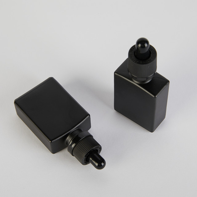 30ml rectangular black glass bottle empty beard e liquid oil glass bottle square matte black glass bottle