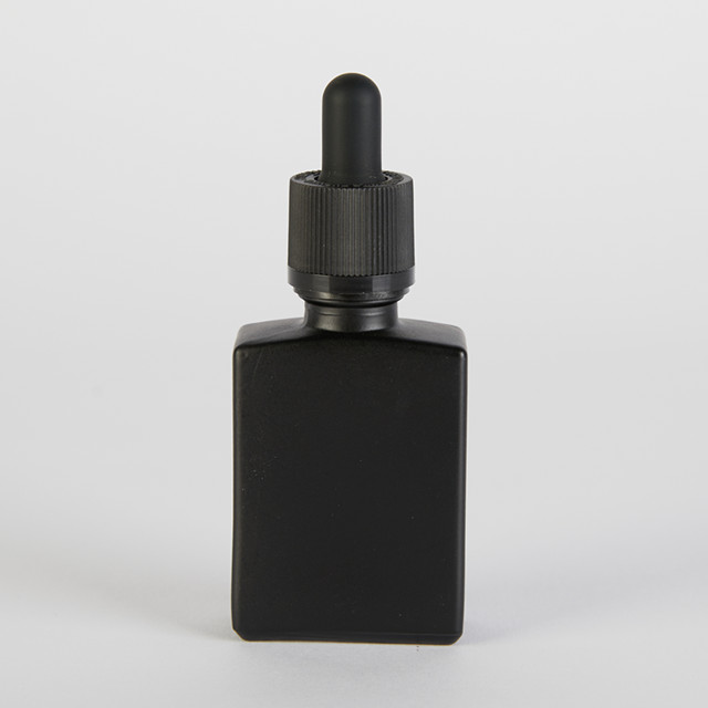 30ml rectangular black glass bottle empty beard e liquid oil glass bottle square matte black glass bottle