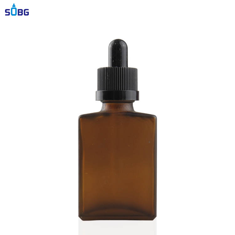 30ml rectangular frosted amber glass dropper bottle glass e juice bottle glass bottle with dropper
