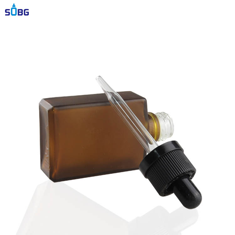 30ml rectangular frosted amber glass dropper bottle glass e juice bottle glass bottle with dropper