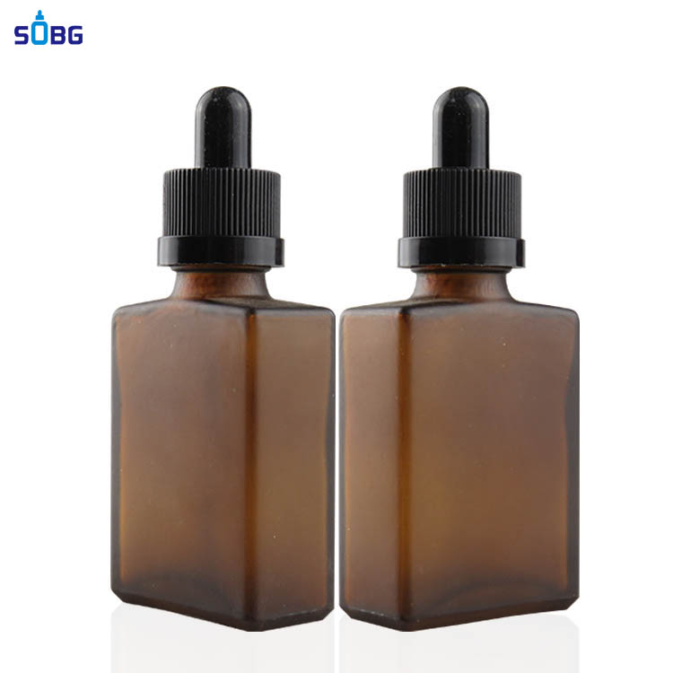 30ml rectangular frosted amber glass dropper bottle glass e juice bottle glass bottle with dropper