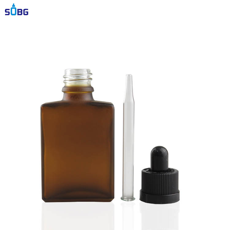 30ml rectangular frosted amber glass dropper bottle glass e juice bottle glass bottle with dropper