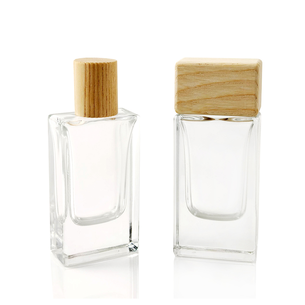 30ml reliable supplier made low MOQ stocked high quality good service empty clear glass cologne bottle with wooden top for sale