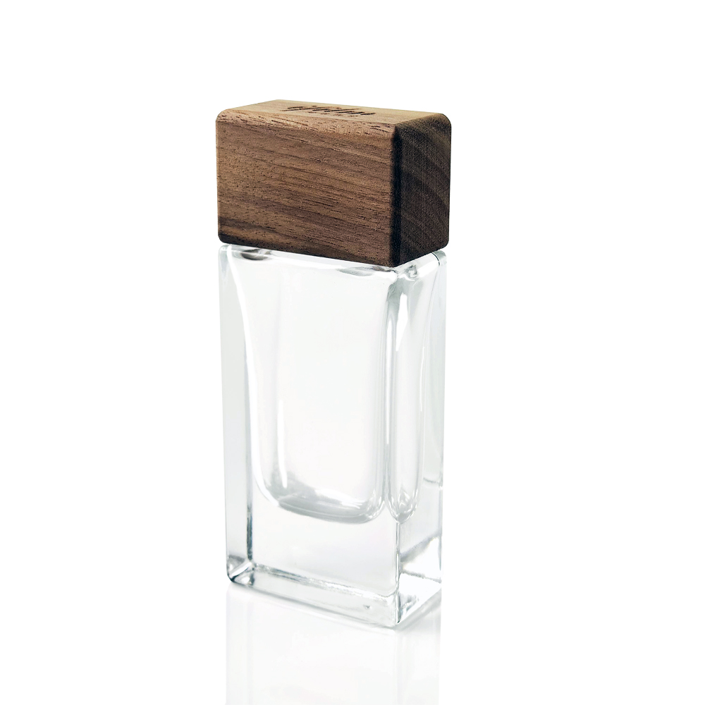 30ml reliable supplier made low MOQ stocked high quality good service empty clear glass cologne bottle with wooden top for sale