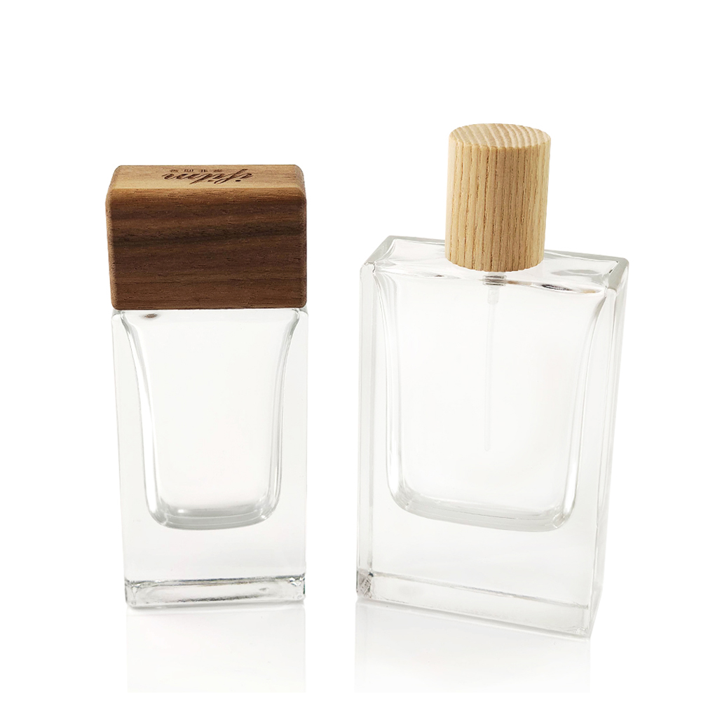 30ml reliable supplier made low MOQ stocked high quality good service empty clear glass cologne bottle with wooden top for sale