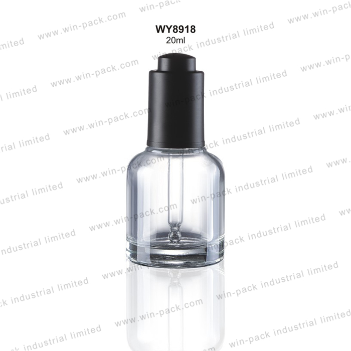 30ml round clear cosmetic glass dropper bottle serum bottles container