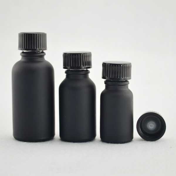 30ml serum essential oil black glass dropper bottle with aluminum rubber stopper cap