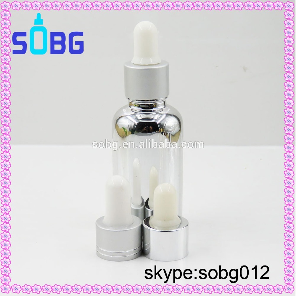 30ml silver metallic dropper e liquid eliquid electroplating glass bottle