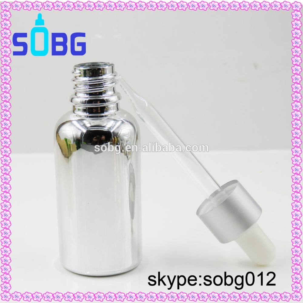 30ml silver metallic dropper e liquid eliquid electroplating glass bottle