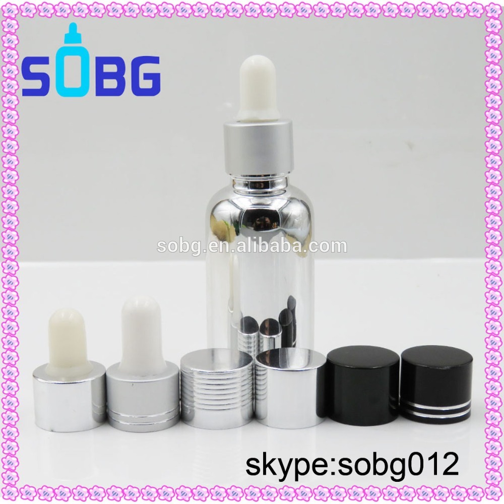 30ml silver metallic dropper e liquid eliquid electroplating glass bottle
