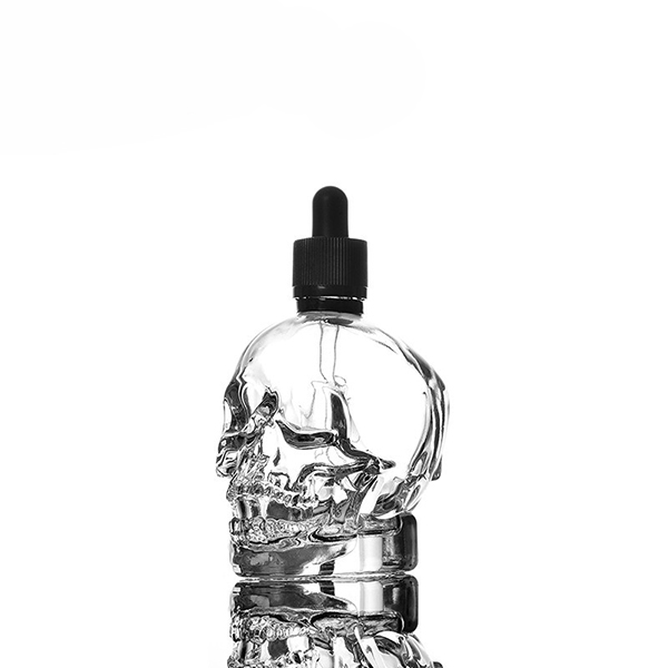 30ml skull head glass eliquid dropper bottle with glass pipette