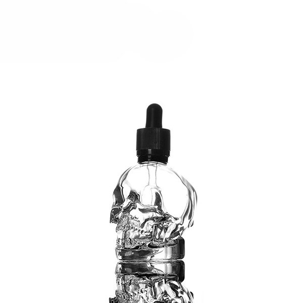 30ml skull head glass eliquid dropper bottle with glass pipette